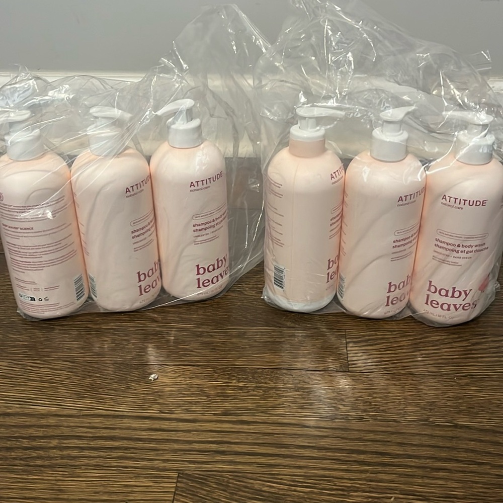 ATTITUDE Baby Leaves shampoo & Body Wash Unscented Lot Of 6 Moving Out Sale